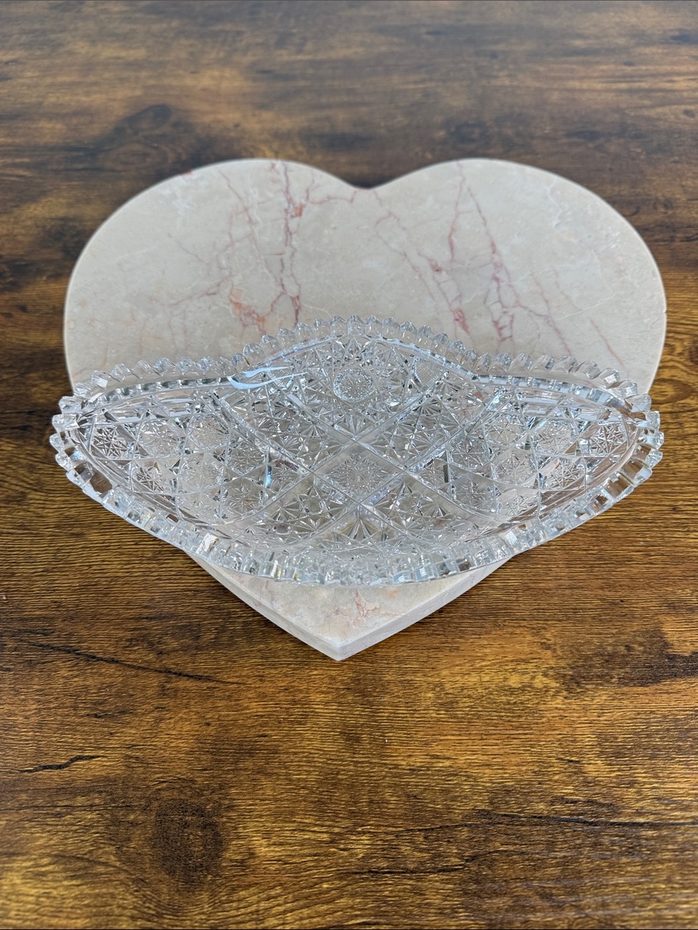 Cut Crystal Decorative Bowl - Clear Glass Accent Vase